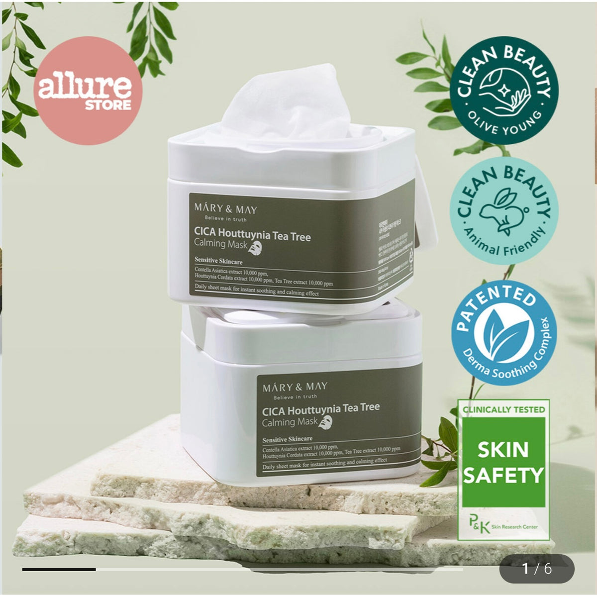 MARY&MAY CICA Houttuynia Tea Tree Calming Mask Sheets 30 Sheets