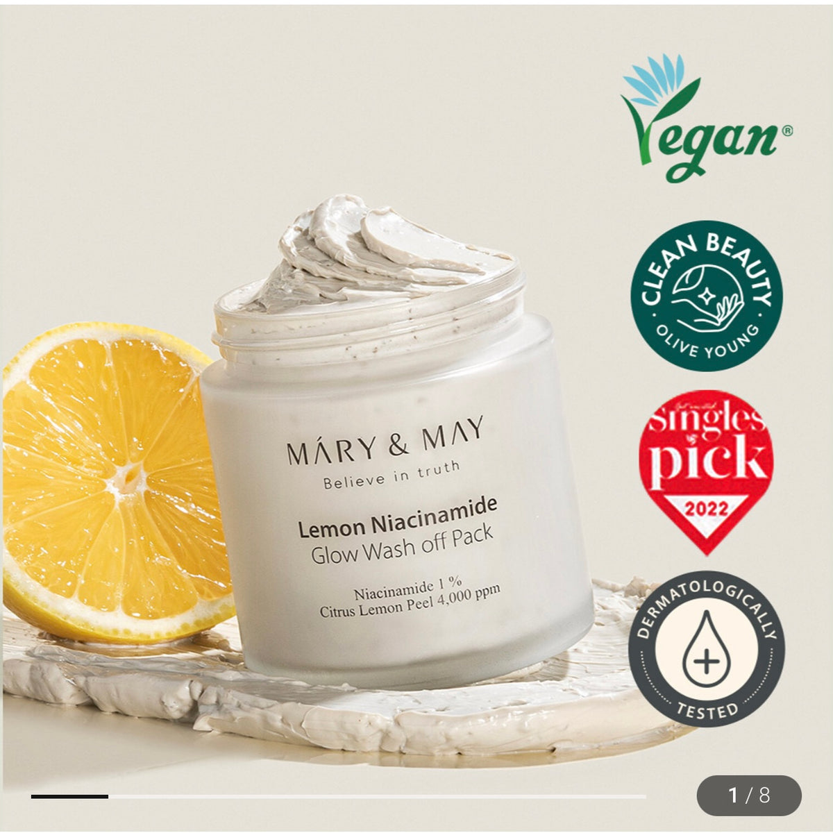 MARY&MAY Lemon Niacinamide Glow Wash Off Pack 125g